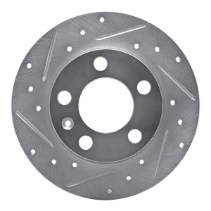 Audi A1 Brake Rotor (1) - Rear Left - R1 Concepts - Drilled & Slotted - Silver - `98-`24